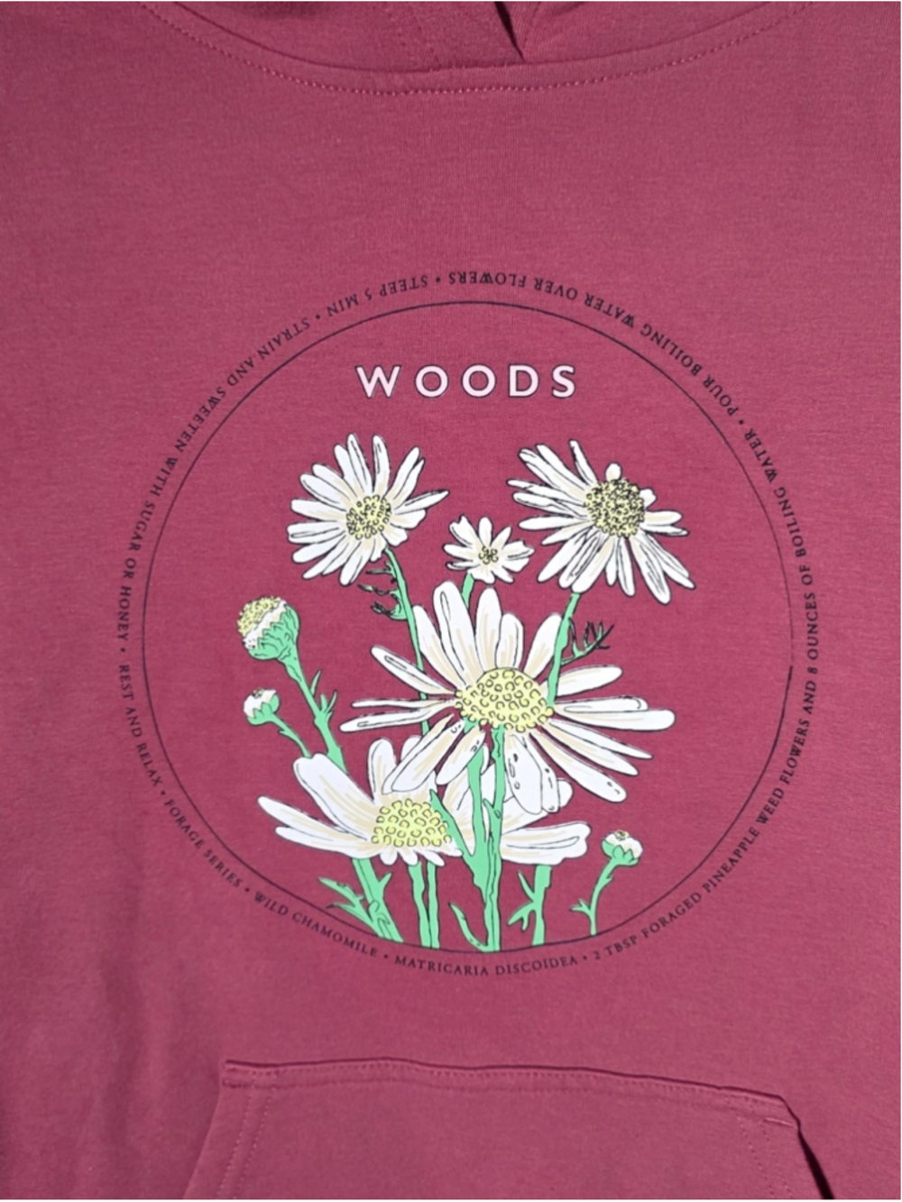 Woods Deco Rose Hoodie Size Small Floral Graphic Pullover Cotton Blend Pink - Picture 2 of 7